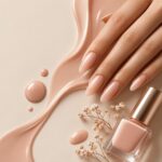 glossy nude manicure still life